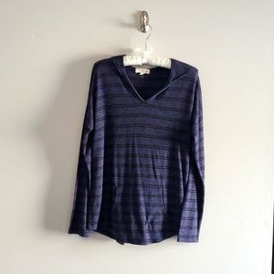 Hippie Rose Blue L Long-Sleeve Hooded Shirt